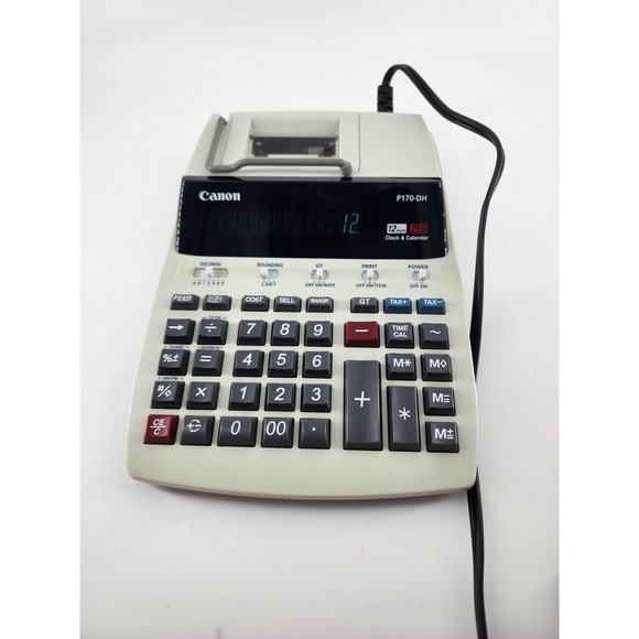 Canon P170-DH 12 Digit 10 Key Adding Business Machine Calendar Clock Calculator - Picture 8 of 14